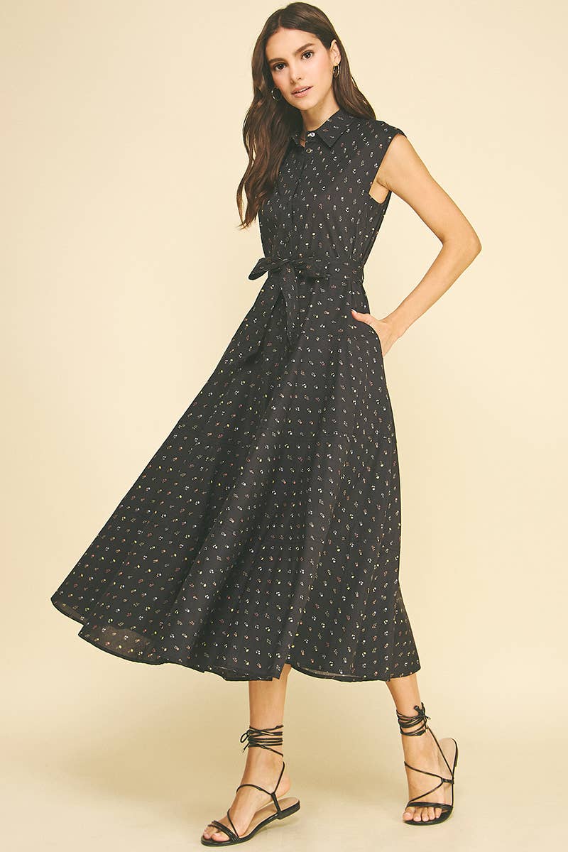 BLAIR-  FLORAL BUTTON DOWN MIDI DRESS