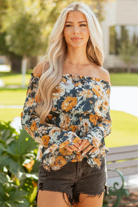 Renee - Blue Floral Off Shoulder Blouse