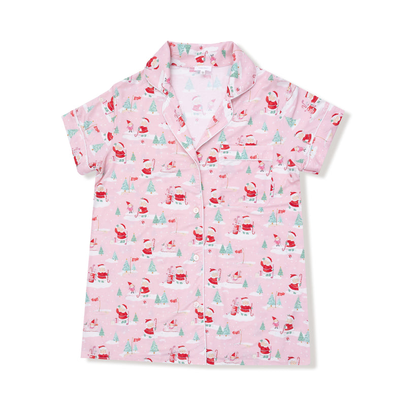 Golfing Mrs. Claus and Elves - Adult Short Sleeve Coat Style with Pants