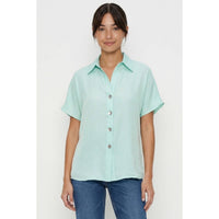 Minimalist Drop Shoulder Button Up Blouse