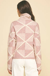 Maxine - Diamond Pattern Turtle Neck Sweater