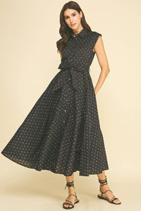 BLAIR-  FLORAL BUTTON DOWN MIDI DRESS