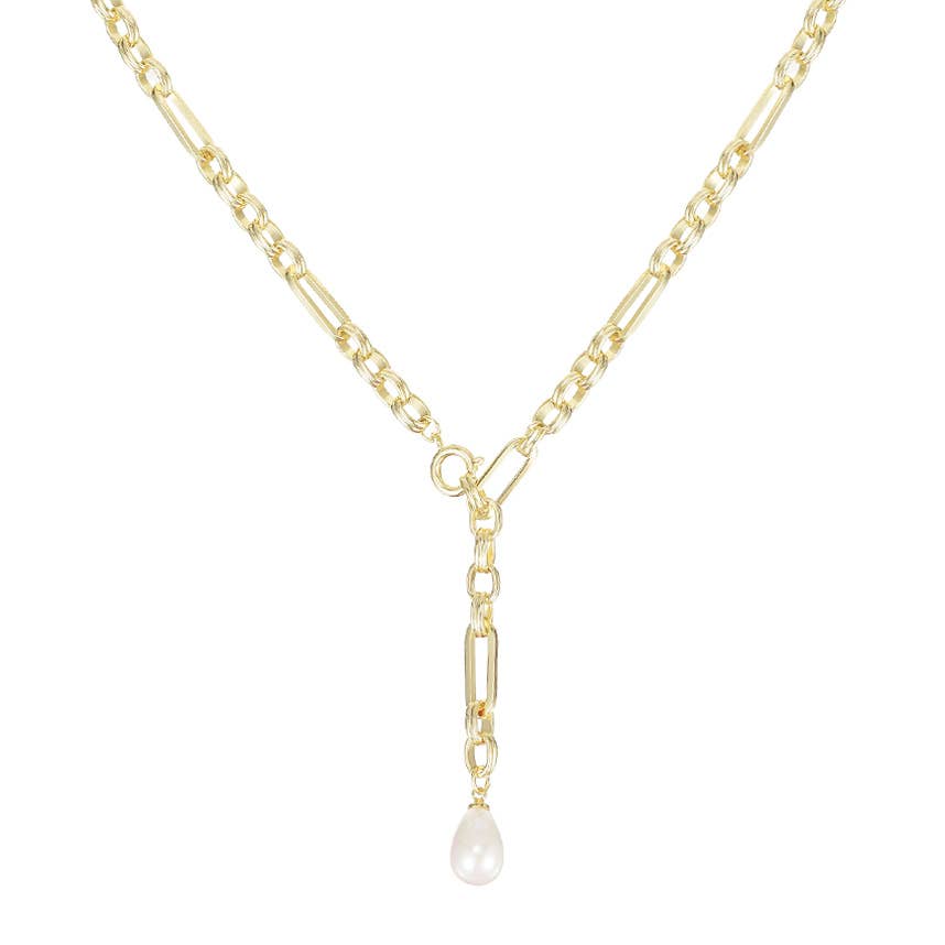 Allure Pearl Lariat Necklace in Gold