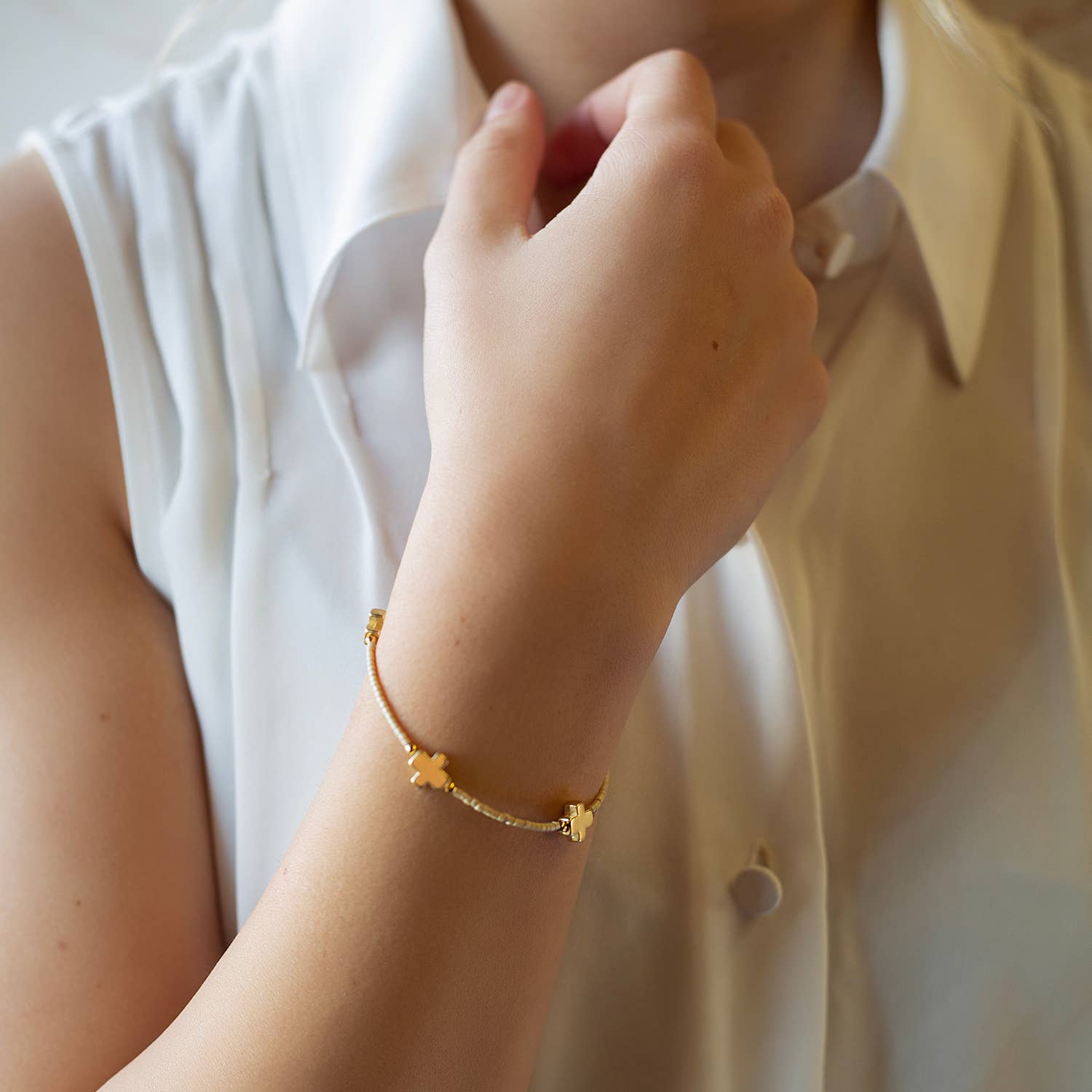 Faithful Cross Bangle-Latte, Cross Bracelet | Christian