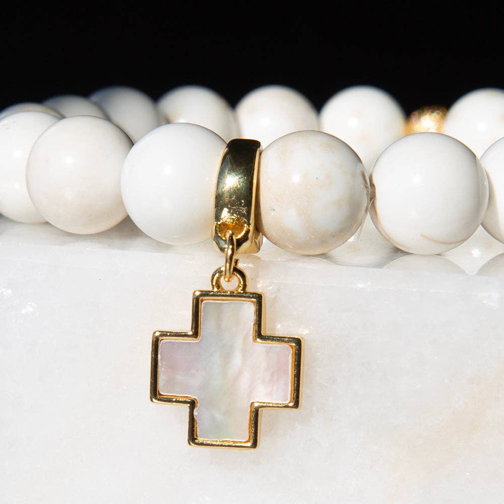 Cross Charm, Mother of Pearl, Charm Bar | Charm Necklace or Bracelet