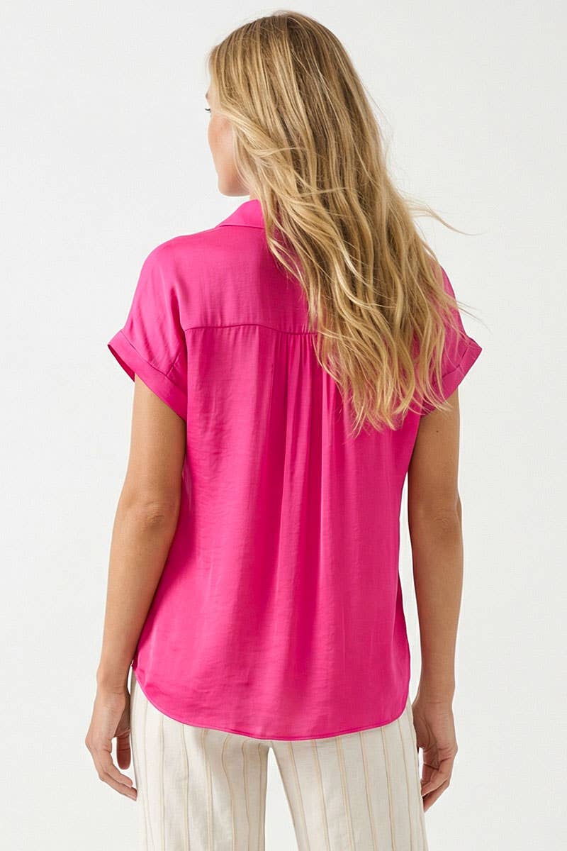 Half Placket Short Sleeve Blouse