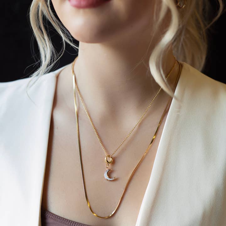 Moon Charm, Mother of Pearl, Charm Bar, Bag Charm