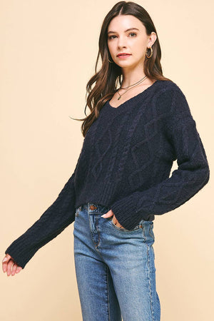 Textured Cable Knit Sweater