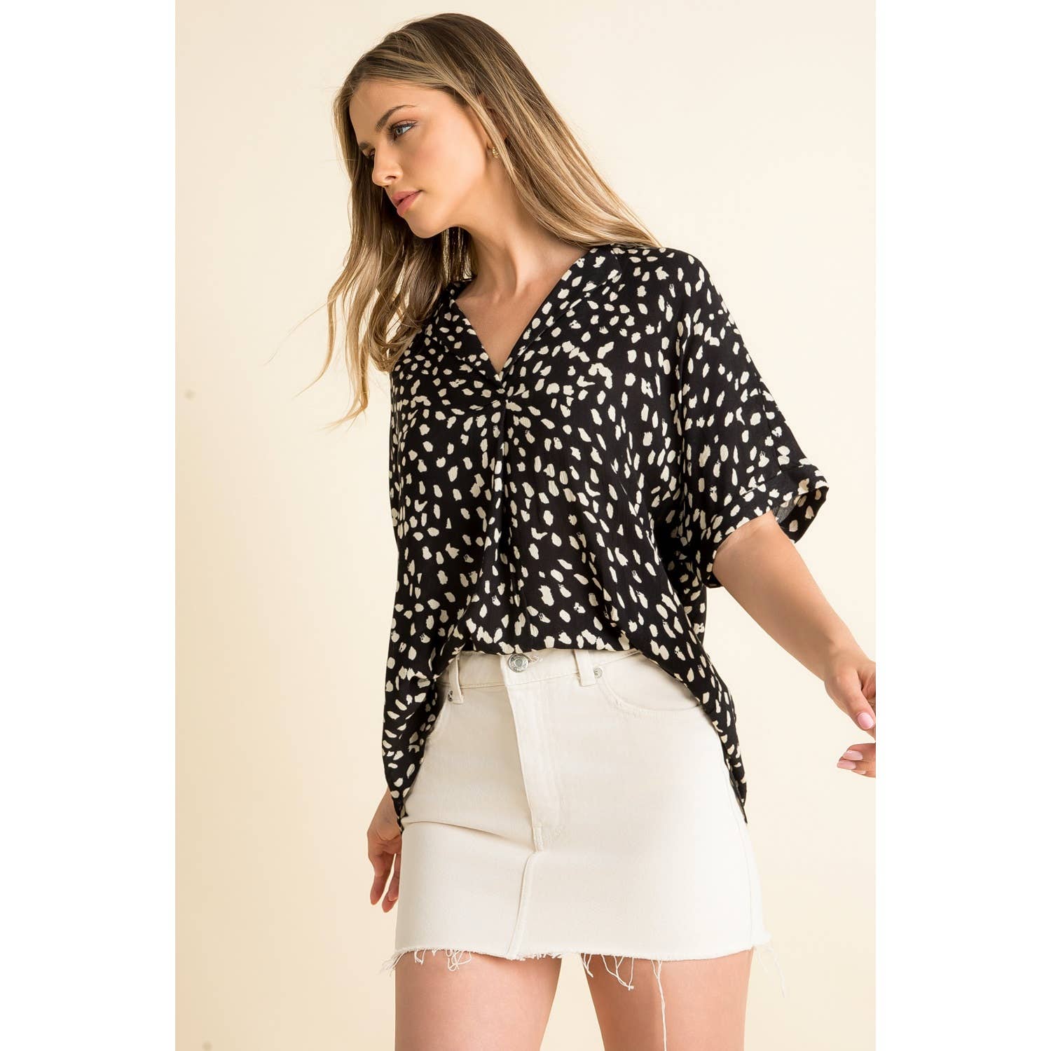 Mary - Collared Print Blouse