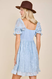 Rylee Eyelet Embroidered Puff Sleeve Babydoll Dress
