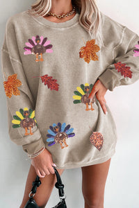 Harper - Thanksgiving Turkey Sequin Graphic Sweatshirt