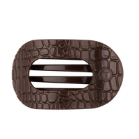 Brown Crocodile | Large| Flat Round Hair Clip