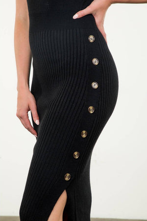 Turtleneck Midi Dress With Button Details