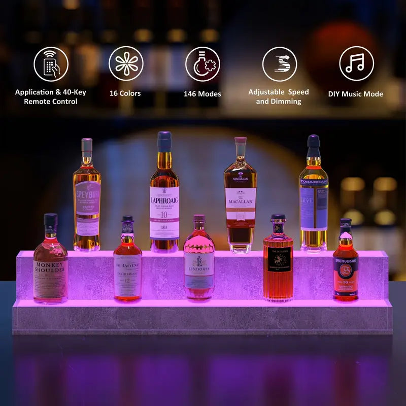 38-Inch LED Liquor Bottle Display Shelf – App & Remote-Controlled Bar Stand