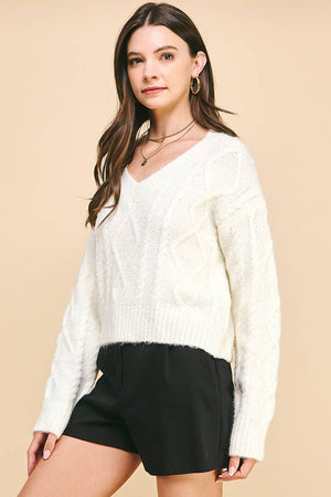 Textured Cable Knit Sweater