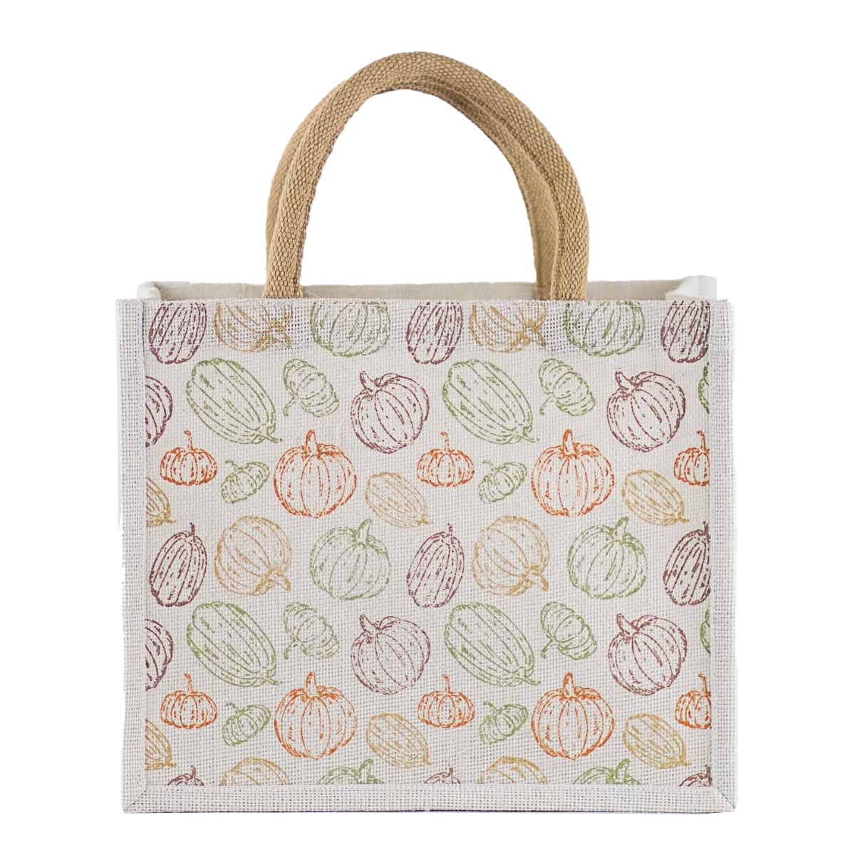 Griffin Pumpkin Gift Tote   White/Multi   12x10x8