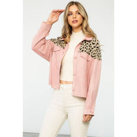 Leopard Suede Button Up Jacket