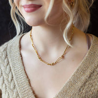 Gilded Gold Necklace-18" Toggle Chain | Charm Bar Necklace