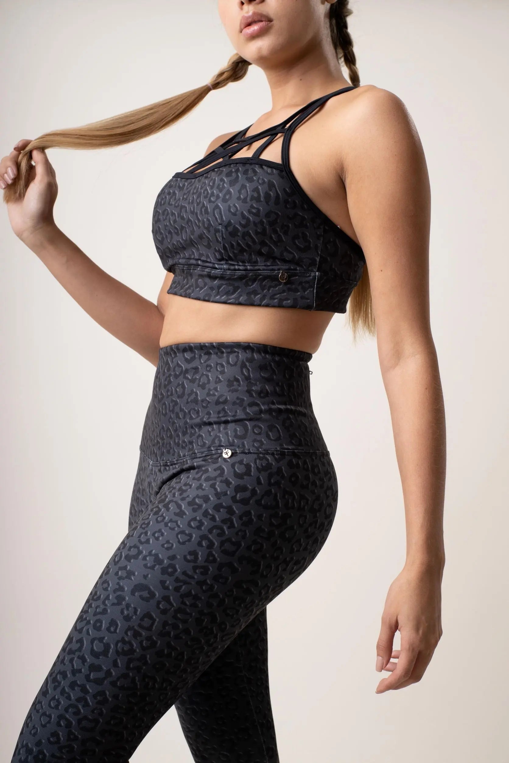 BLACK LEOPARD SET YOGA LEGGINGS