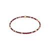 Bracelet with wine red beads and gold accents on a white background