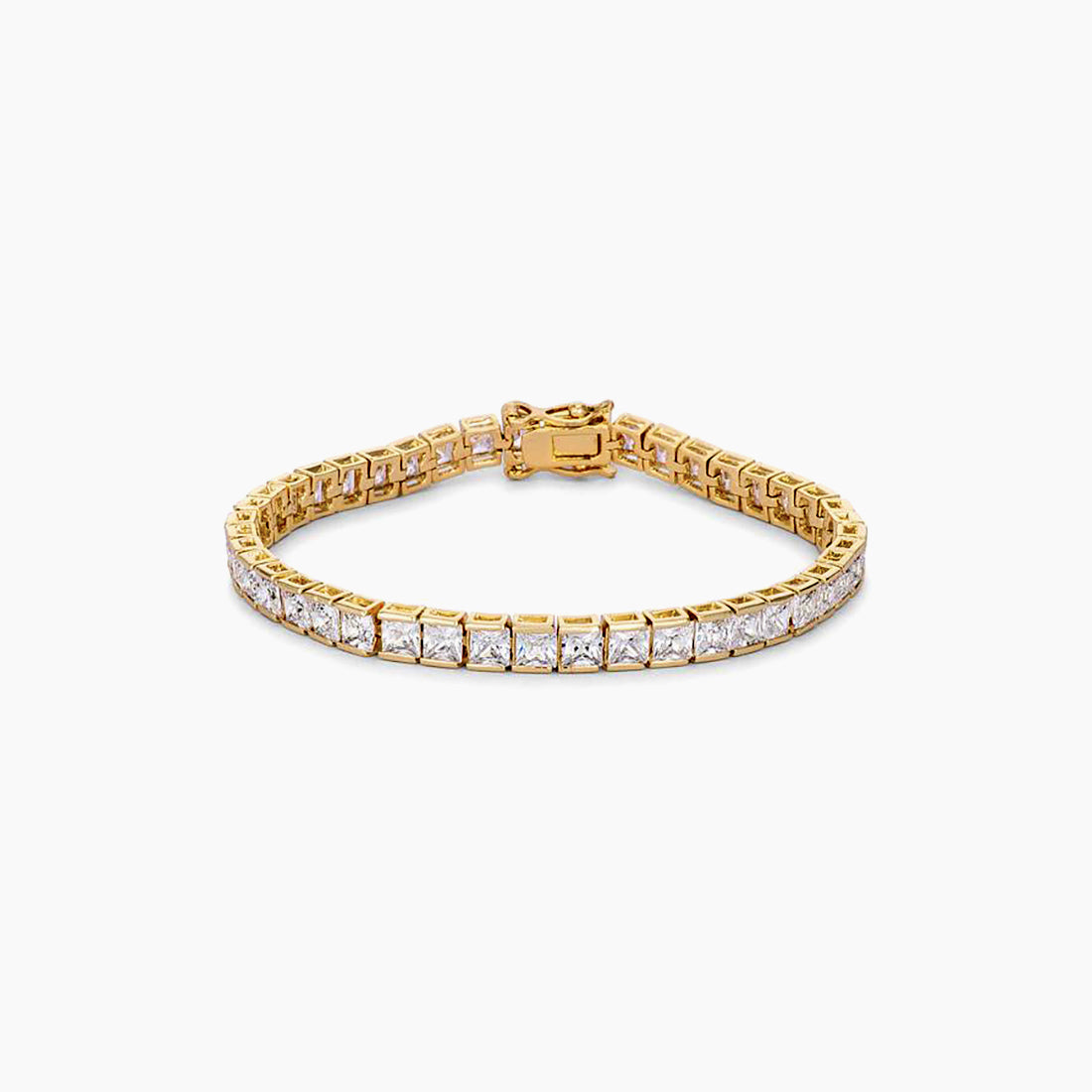 Princess Cut CZ Gold Tone Tennis Bracelet