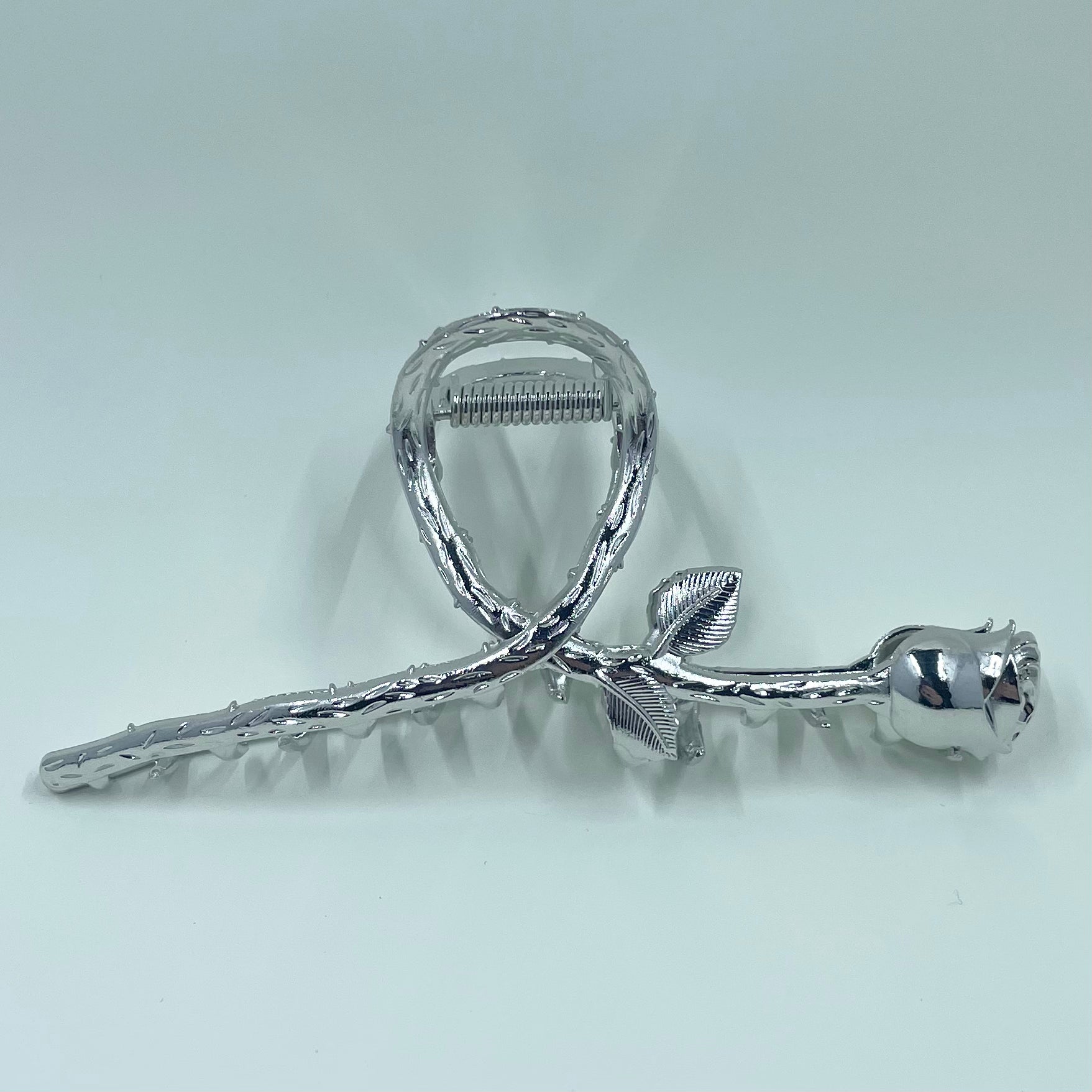 Silver Rose Hair Clip