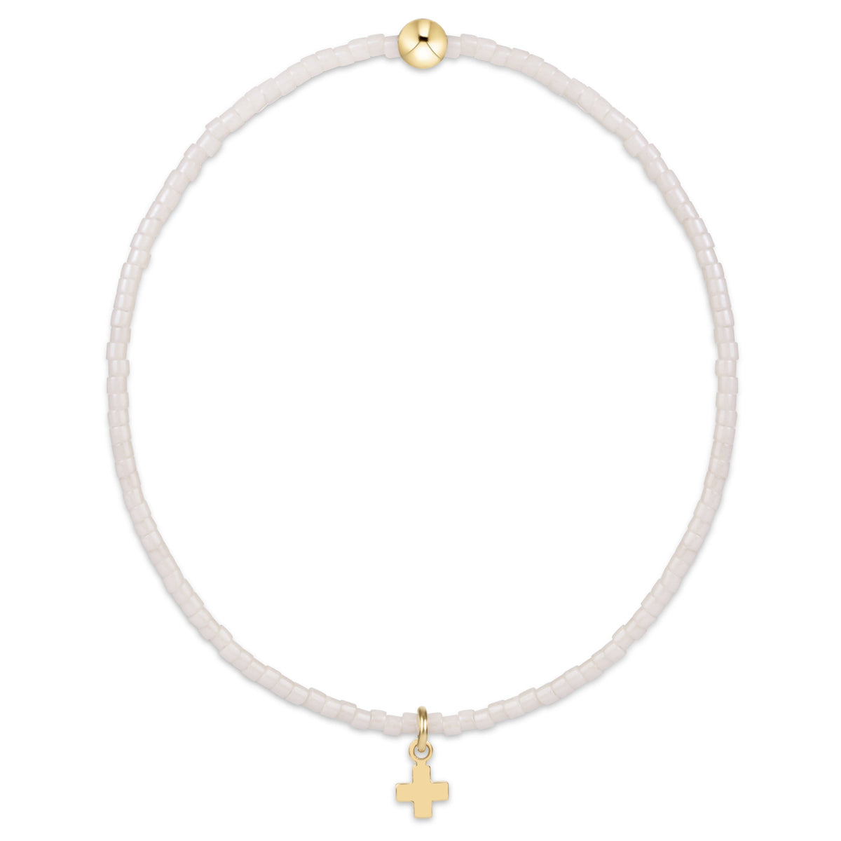 Hope Classic Bracelet - Milkshake - Signature Cross Small Gold Charm by eNewton — 14kt gold-filled, at Adelyne's Boutique & Gifts in Tomball, Texas