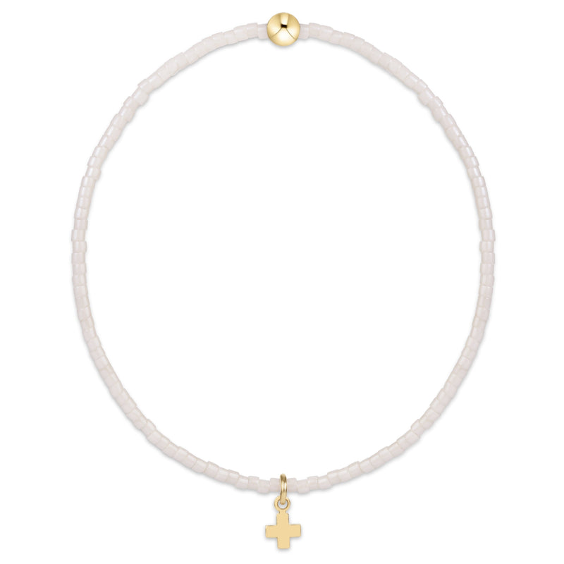 Hope Classic Bracelet - Milkshake - Signature Cross Small Gold Charm by eNewton — 14kt gold-filled, at Adelyne's Boutique & Gifts in Tomball, Texas