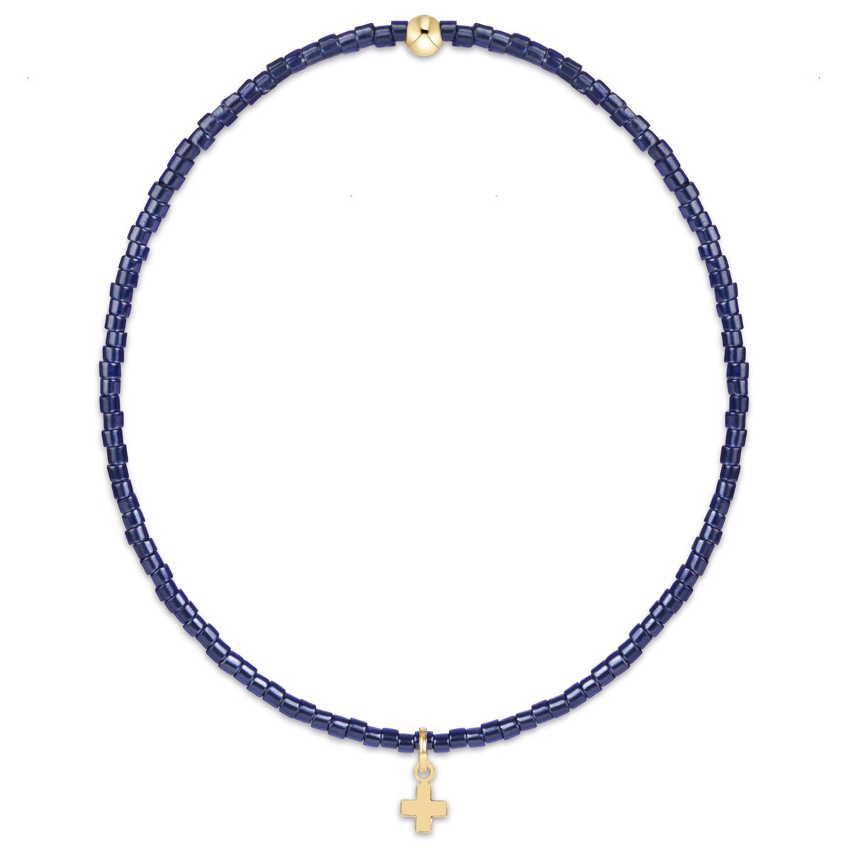 Hope Classic Bracelet - Navy - Signature Cross Small Gold Charm by eNewton — 14kt gold-filled, at Adelyne's Boutique & Gifts in Tomball, Texas