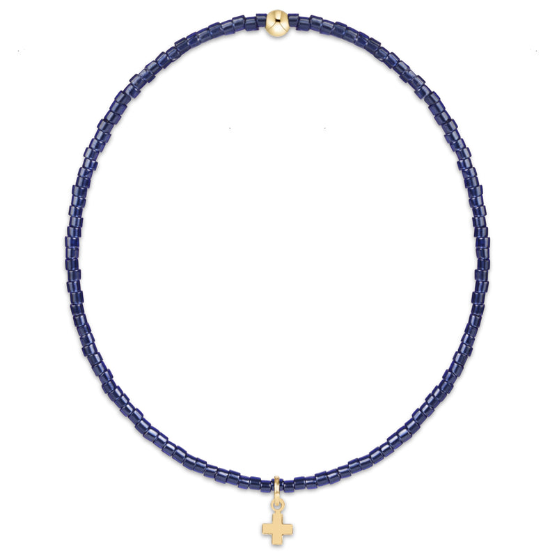 Hope Classic Bracelet - Navy - Signature Cross Small Gold Charm by eNewton — 14kt gold-filled, at Adelyne's Boutique & Gifts in Tomball, Texas