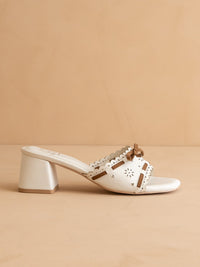 The Breda | White Sweet Low Block Heel Sandal