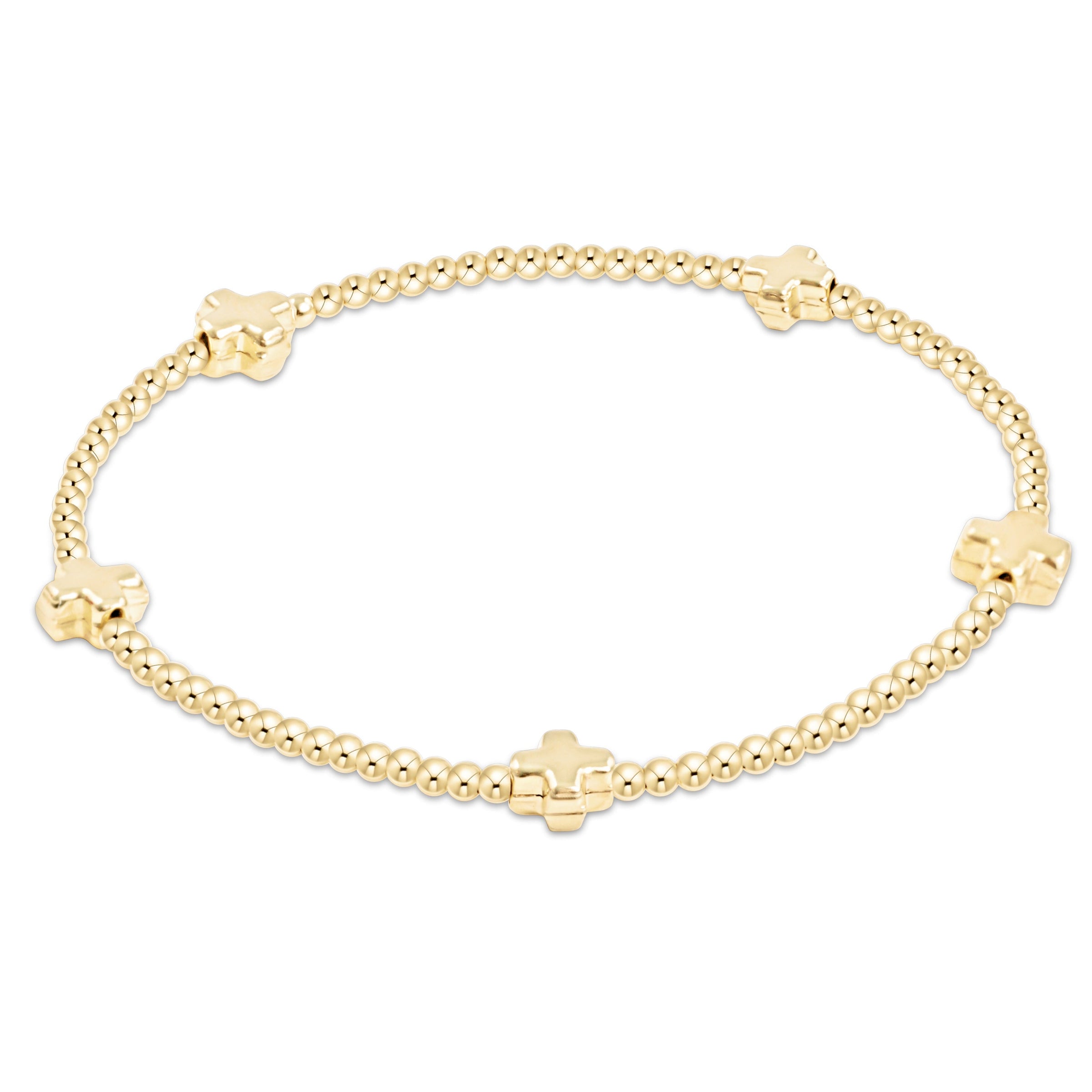 Egirl Gold Signature Cross Gold 2mm Beaded Bracelet