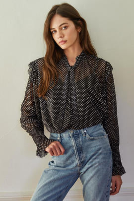 Amy Dotted Ruffle Top