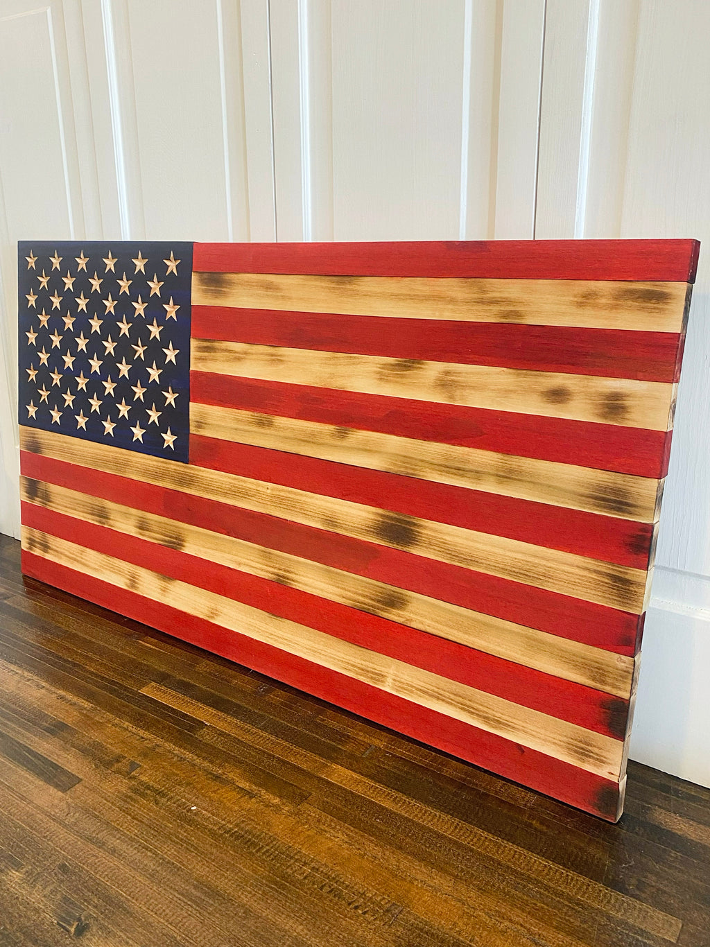 Bandera americana de madera rústica 19,75 "x 36"