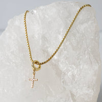 CZ Cross Charm, Gold, Charm Bar | Charm