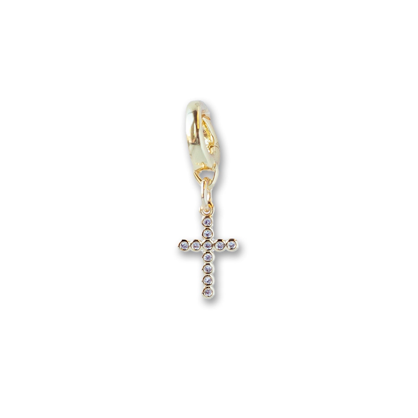 CZ Cross Charm, Gold, Charm Bar | Charm