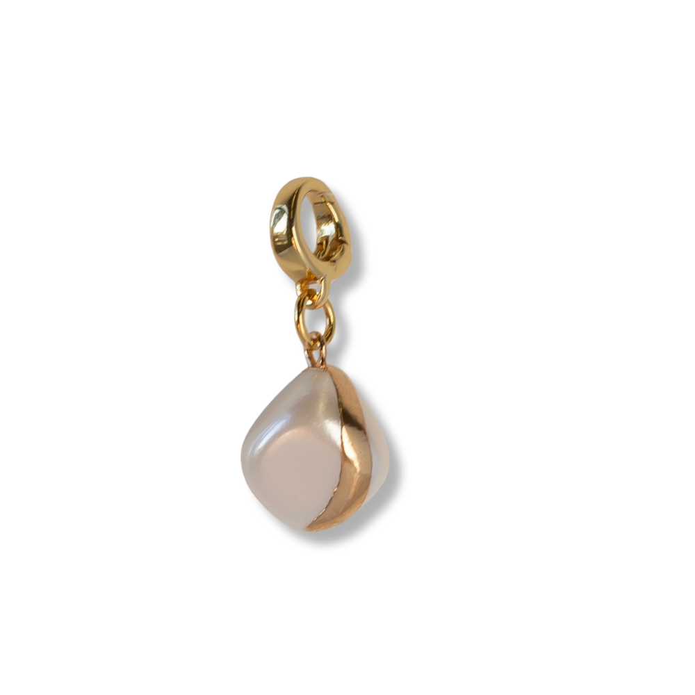 Large Pearl Charm, Gold, Charm Bar | Charm