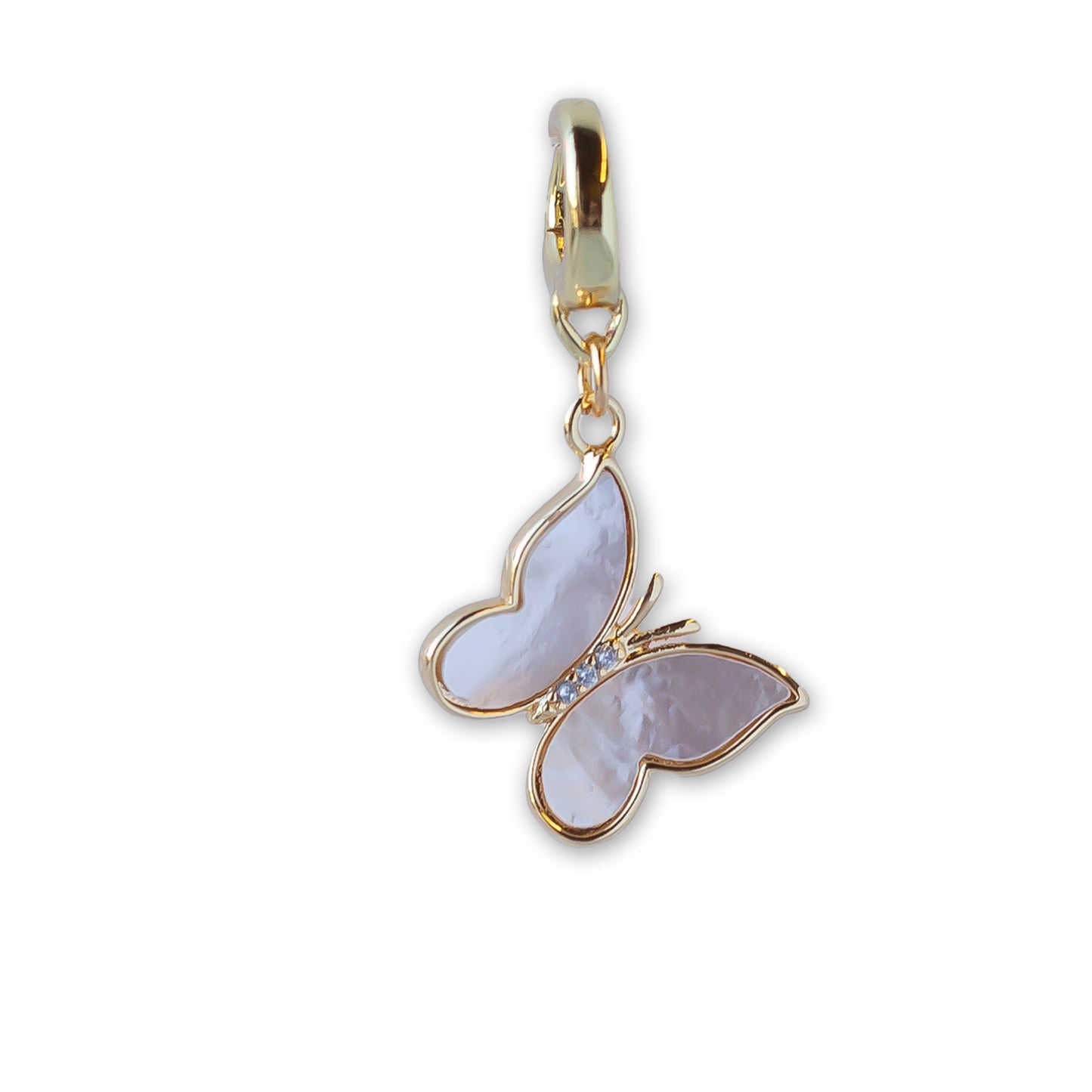 Butterfly Mother of Pearl Cross Charm, Gold, Charm Bar | Charm