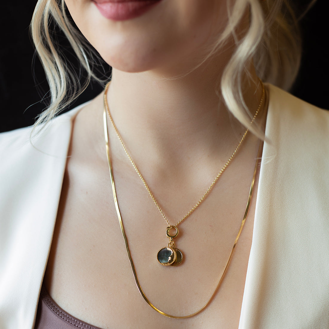 Sun and Moon Mother of Pearl Cross Charm, Gold, Charm Bar | Charm