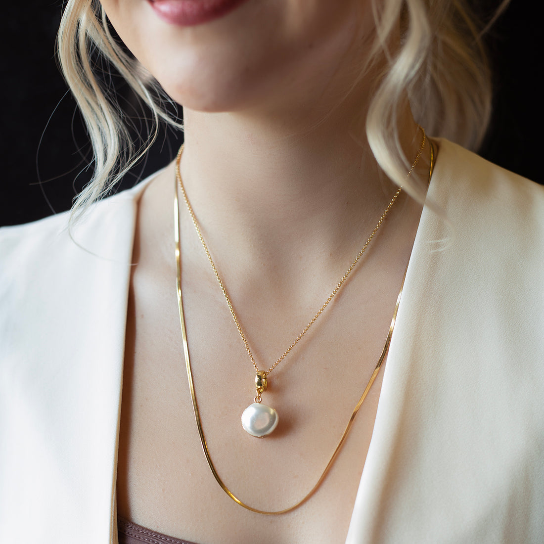 Large Pearl Charm, Gold, Charm Bar | Charm