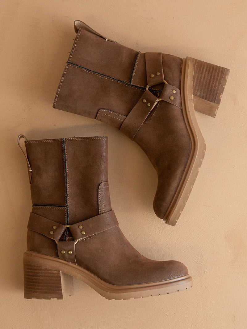 The Clyde | Coffee Moto Inspired Ankle Boot