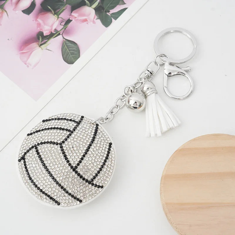 Rhinestone Volleyball Keychain