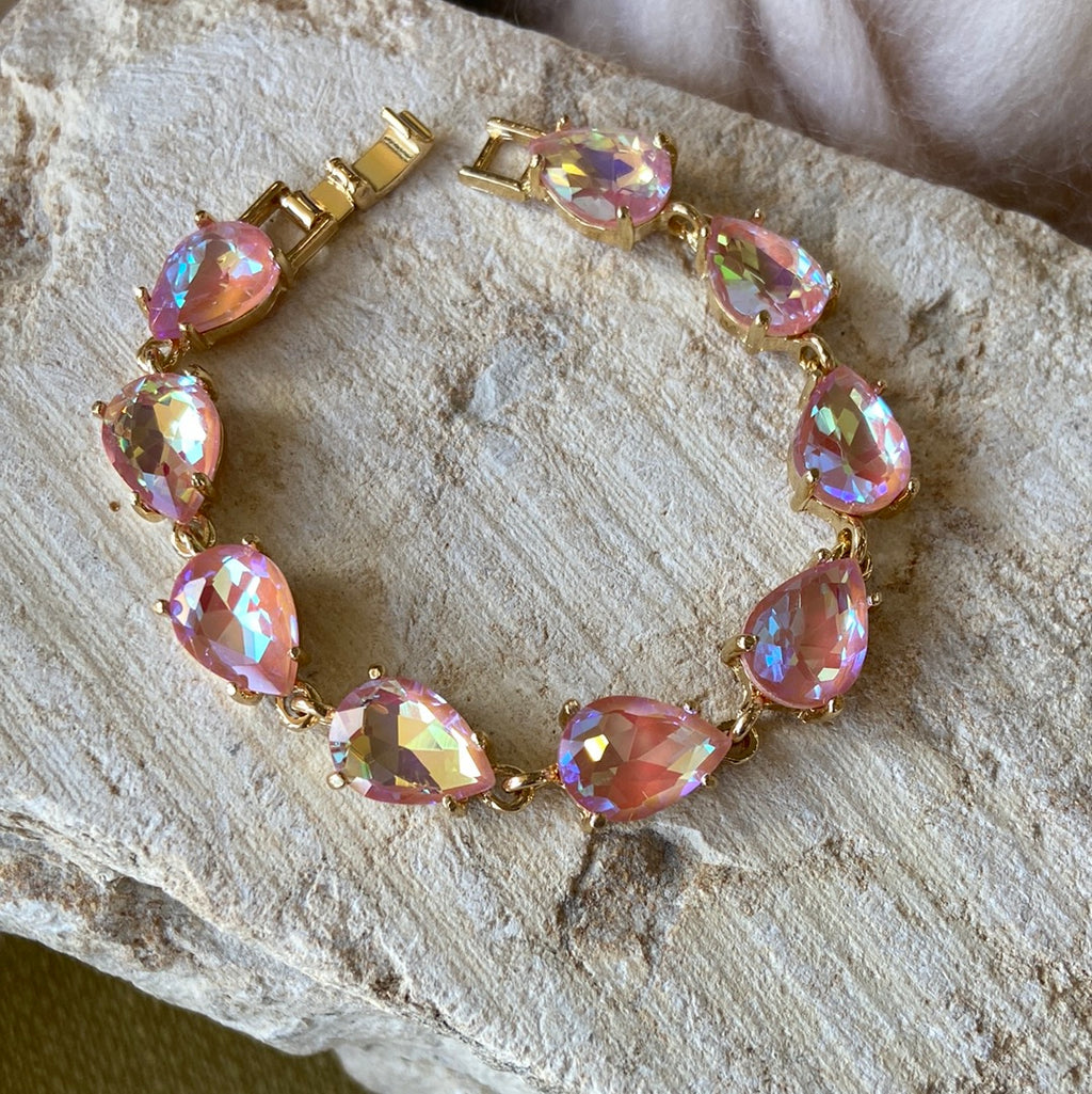 Peach Gemstone Link Bracelet