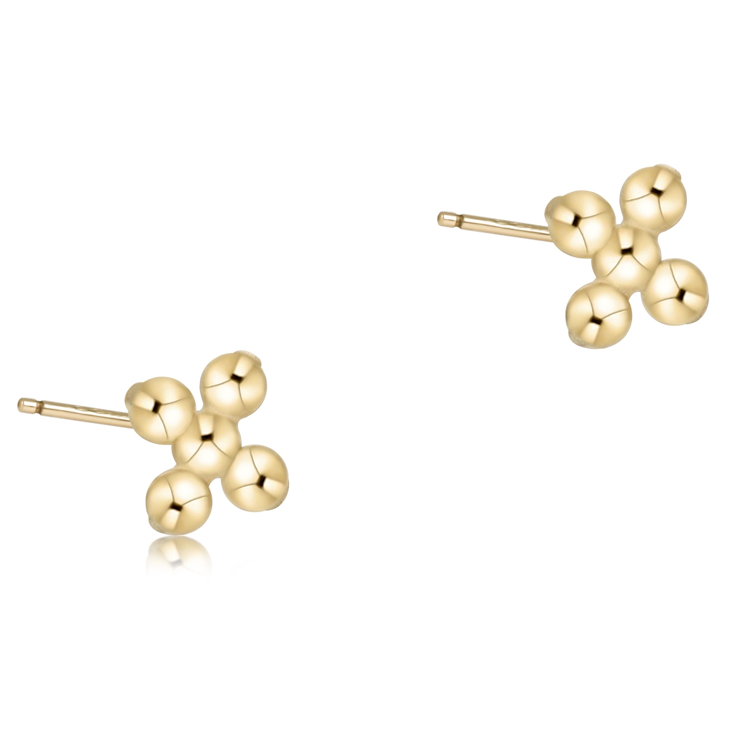 Signature Cross Beaded Small Gold Stud Earrings