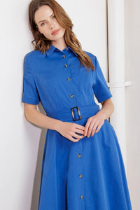 LUCKY ME WOVEN MIDI DRESS