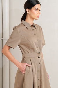 LUCKY ME WOVEN MIDI DRESS