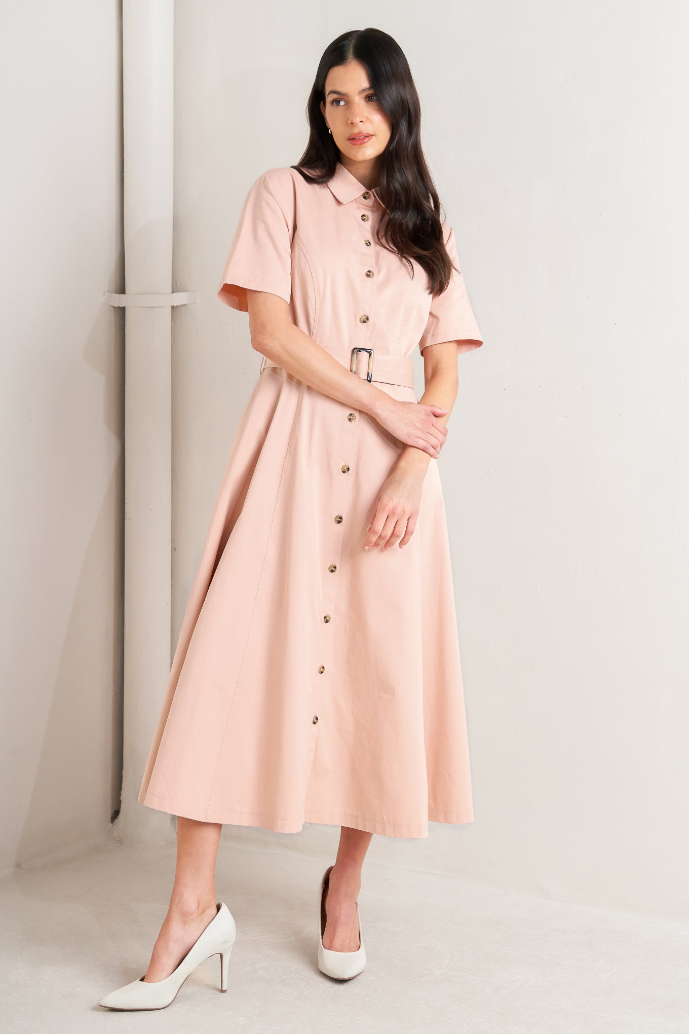 LUCKY ME WOVEN MIDI DRESS