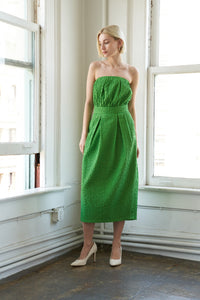 IN DOLLY WE TRUST WOVEN MIDI DRESS