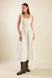 LIGHT UP THE SKY WOVEN MIDI DRESS