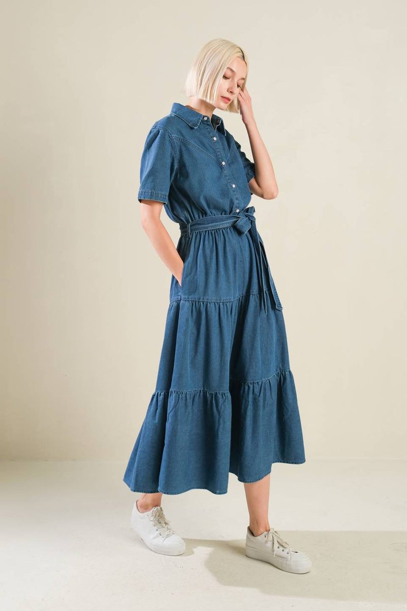 Absolute Edge Denim Midi Dress